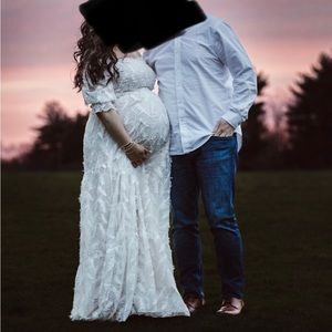 Baltic Born Paloma Smocked Feather Maxi Dress | Off White